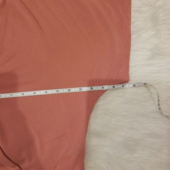 Anthropologie Pink Coral Salmon Wrap Style Top Size Medium Short Sleeve - Picture 13 of 14